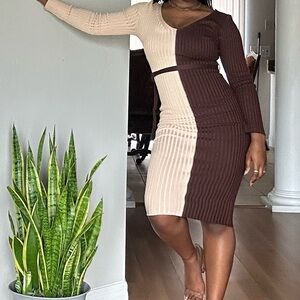 Colorblock sweater Midi dress